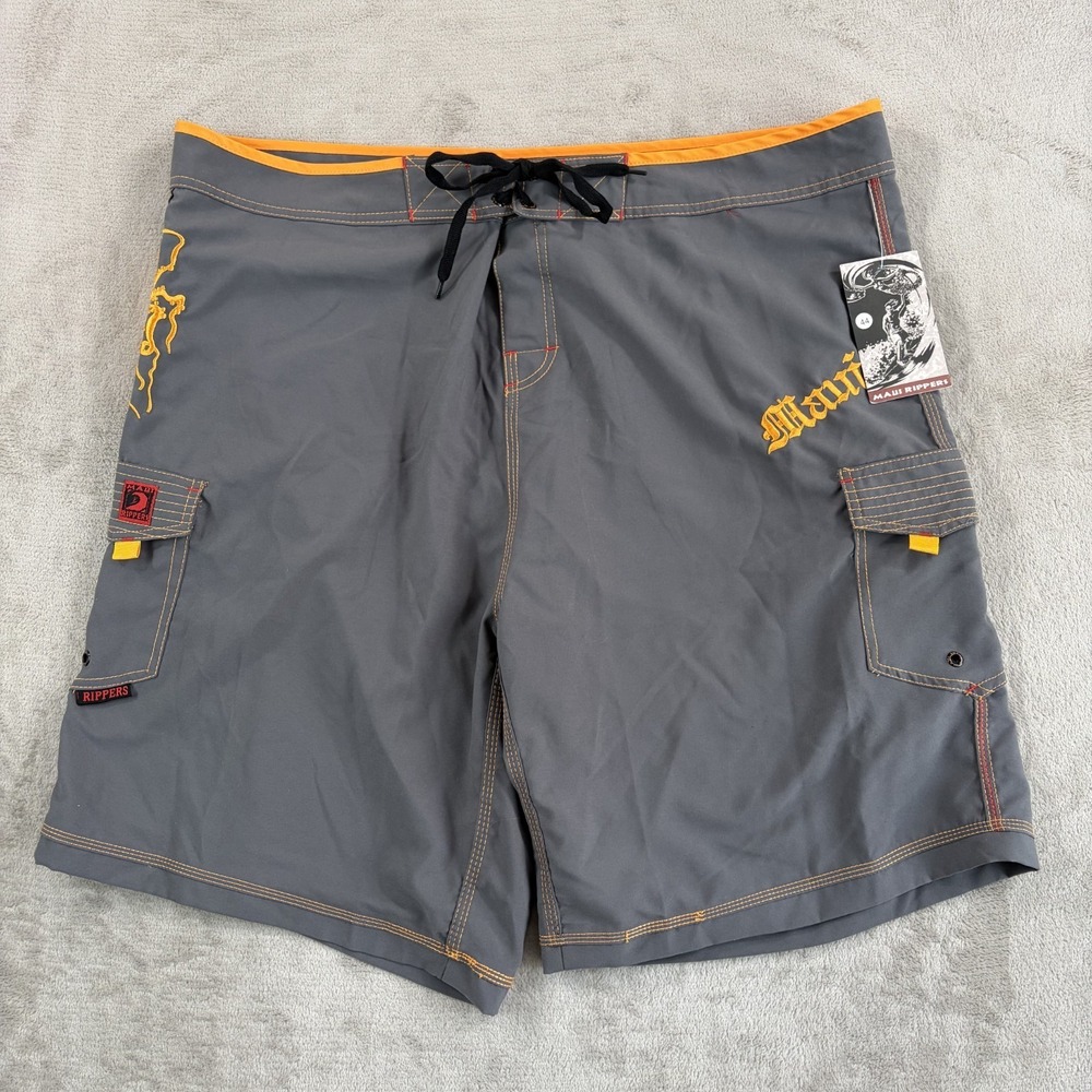 Maui Rippers‎ Boardshorts in Octo Tako Grey Men 44x10 Unlined Beach Surf NWT